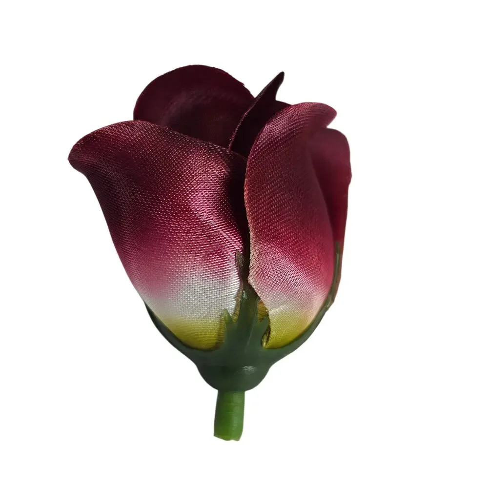 50 Wine Red Satin Rose Buds Stemless Wedding Floral Craft DIY 2 inch Burgundy